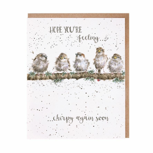 Wrendale Wenskaart Beterschap "Feeling Chirpy"