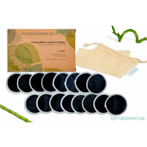 MyFoodways Herbruikbare Wattenschijfjes Bamboe “Zwart”