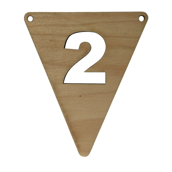 Houten Vlagletter Cijfer "2"