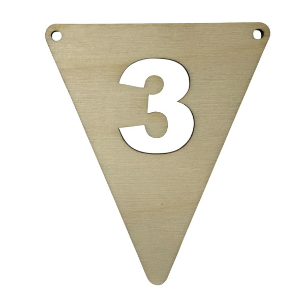 Houten Vlagletter Cijfer "3"