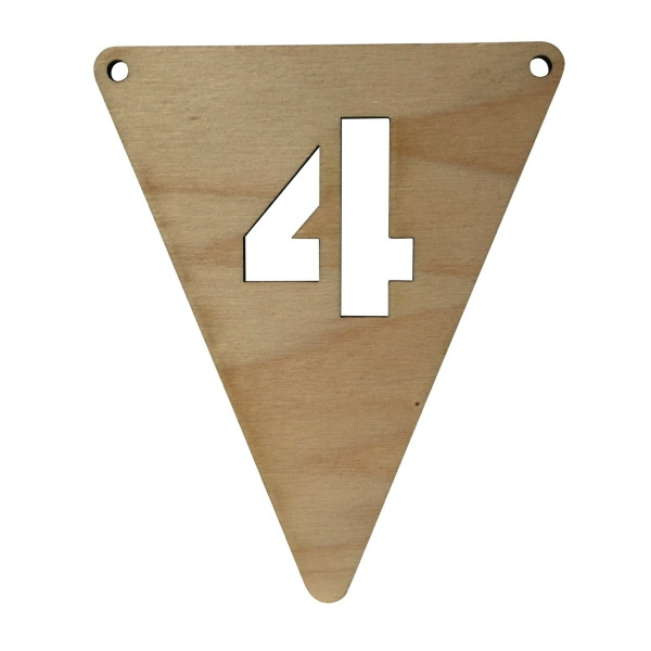 Houten Vlagletter Cijfer "4"