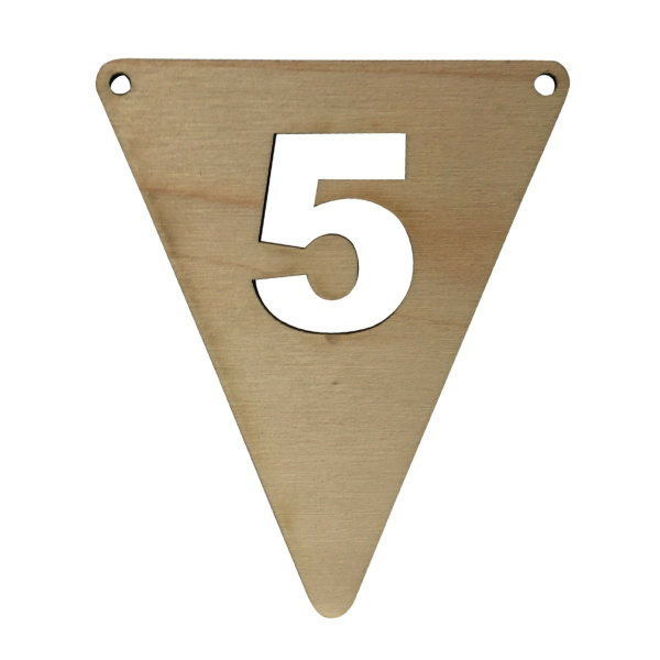 Houten Vlagletter Cijfer "5"