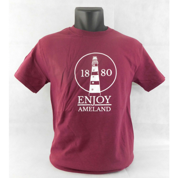 Heren T-shirt Enjoy Ameland "Maroon"