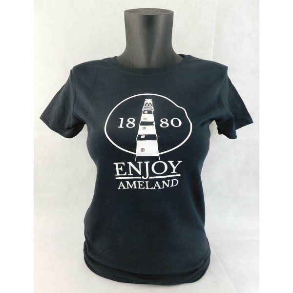 Dames T-shirt Enjoy Ameland "Black"