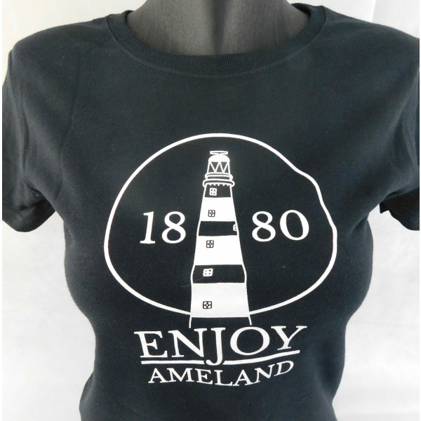 Dames T-shirt Enjoy Ameland "Black" - Afbeelding 2