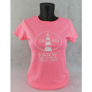 Dames T-shirt Enjoy Ameland “Safety Pink”