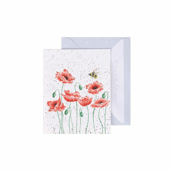 Wrendale Mini Card "Poppies and Bee"