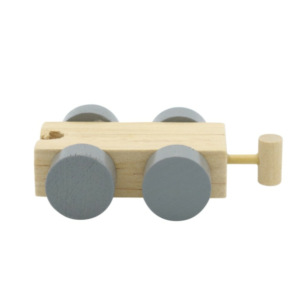 Houten Treinletter Grijs Pastel "Wagon"