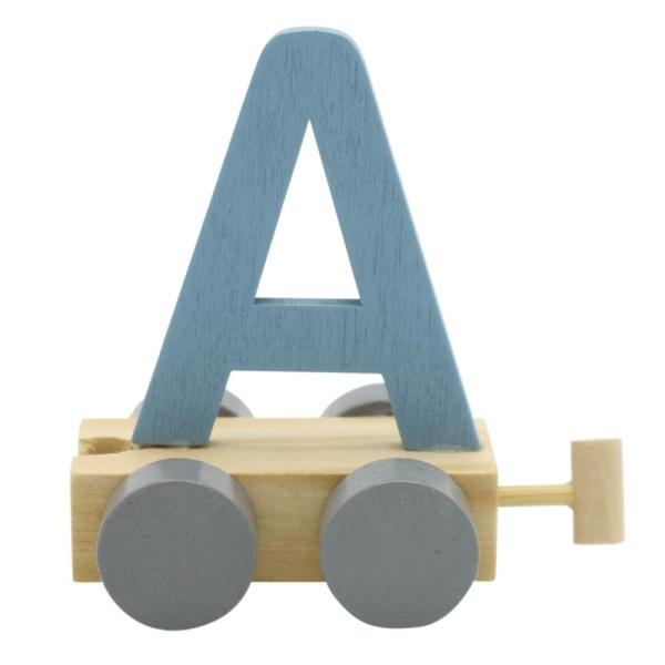 Houten Treinletter Pastel "A" Blauw