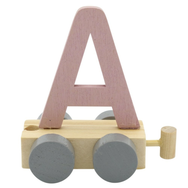 Houten Treinletter Pastel "A" Roze