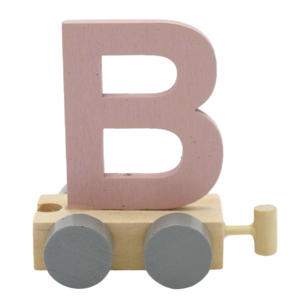 Houten Treinletter Pastel "B" Roze