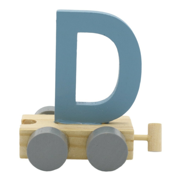 Houten Treinletter Pastel "D" Blauw