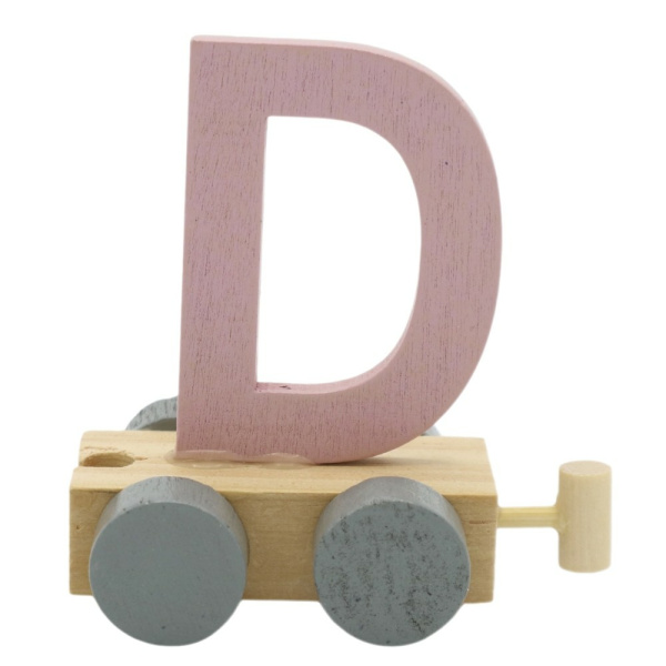 Houten Treinletter Pastel "D" Roze
