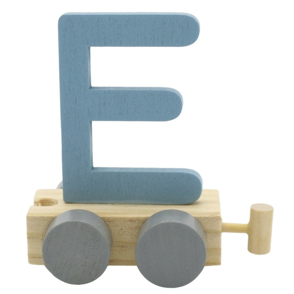 Houten Treinletter Pastel "E" Blauw