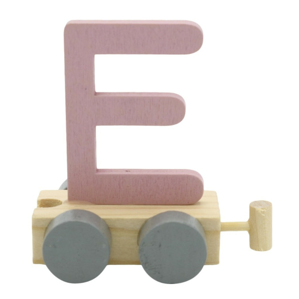 Houten Treinletter Pastel "E" Roze