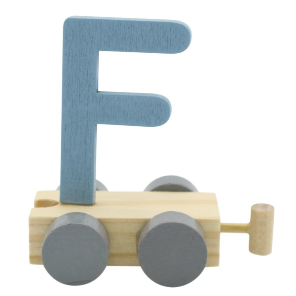 Houten Treinletter Pastel "F"  Blauw