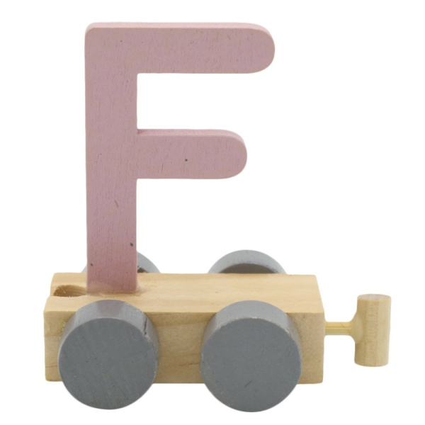 Houten Treinletter Pastel "F" Roze