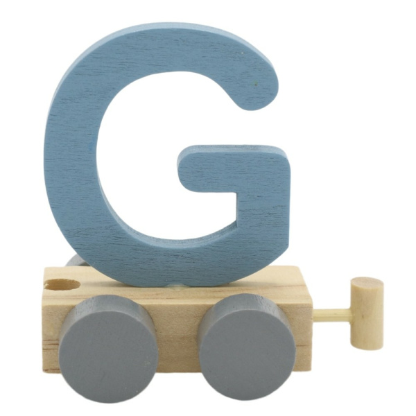 Houten Treinletter Pastel "G"  Blauw