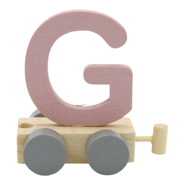 Houten Treinletter Pastel "G" Roze