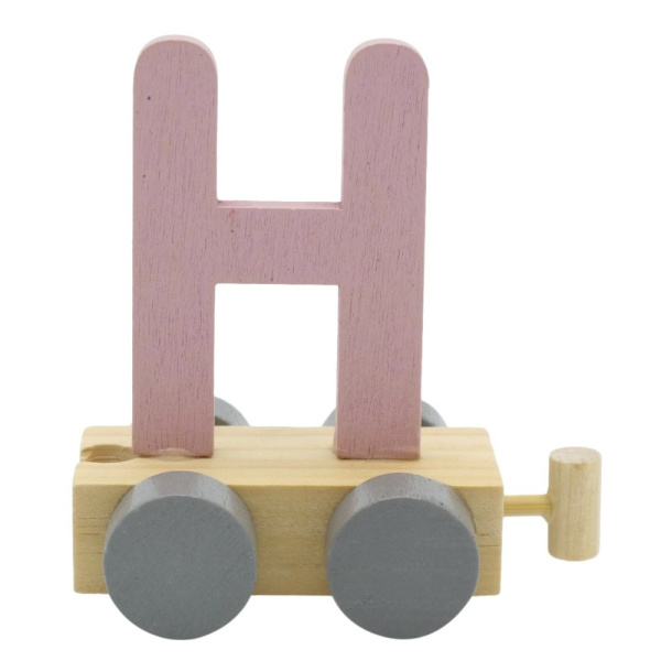 Houten Treinletter Pastel "H" Roze
