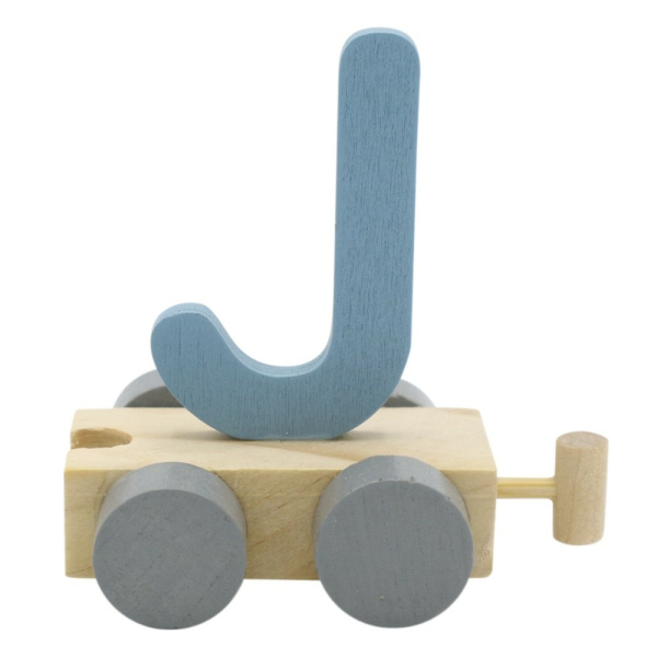 Houten Treinletter Pastel "J"  Blauw