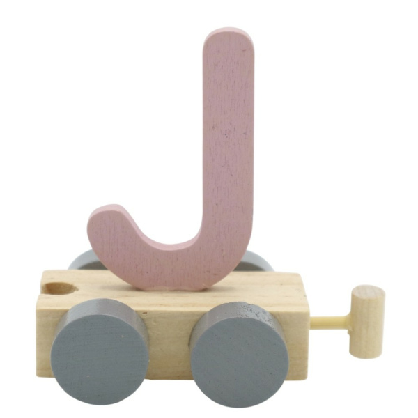 Houten Treinletter Pastel "J" Roze