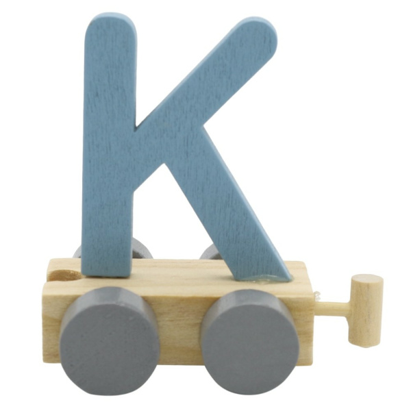 Houten Treinletter Pastel "K" Blauw