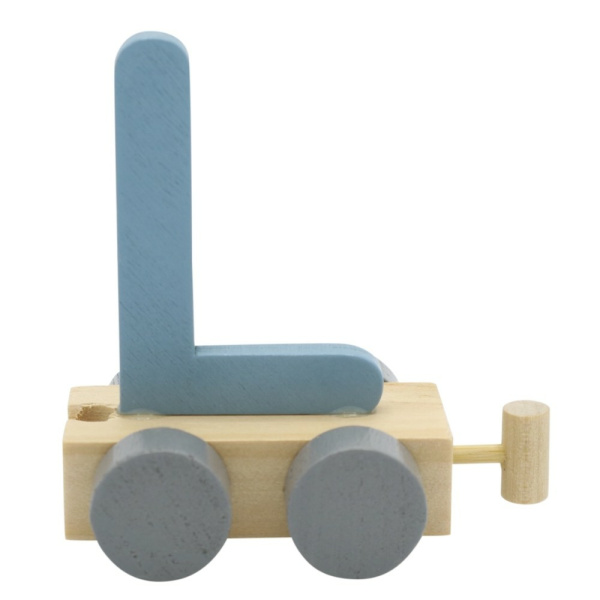 Houten Treinletter Pastel "L" Blauw