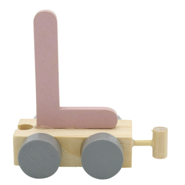 Houten Treinletter Pastel "L" Roze