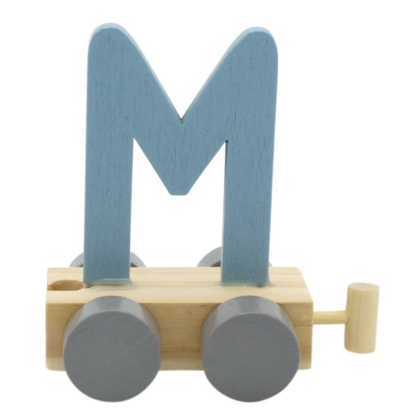 Houten Treinletter Pastel "M" Blauw