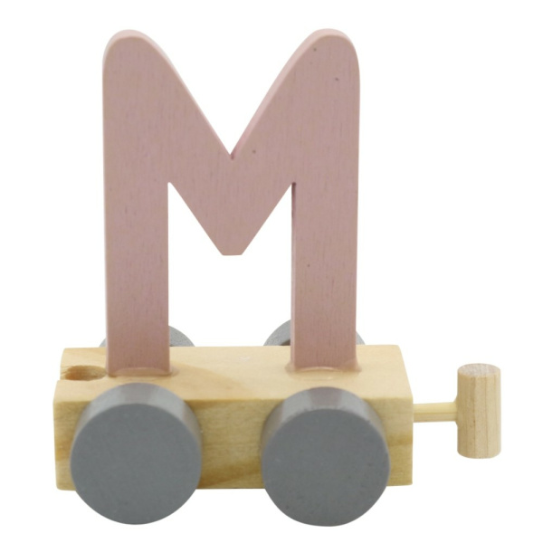 Houten Treinletter Pastel "M" Roze