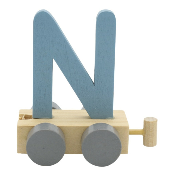 Houten Treinletter Pastel "N" Blauw