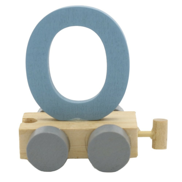 Houten Treinletter Pastel "O" Blauw