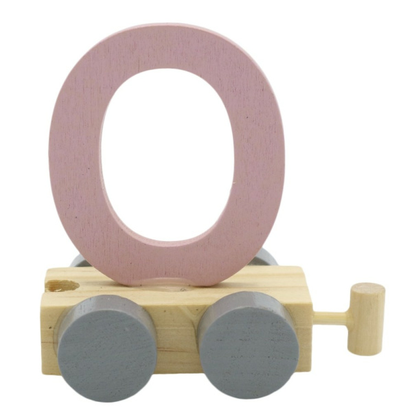 Houten Treinletter Pastel "O" Roze