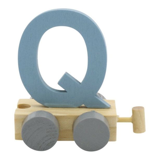 Houten Treinletter Pastel "Q" Blauw