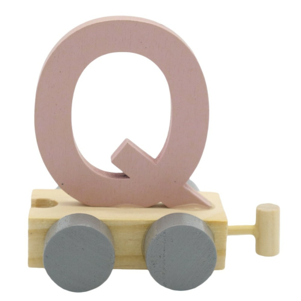 Houten Treinletter Pastel "Q" Roze