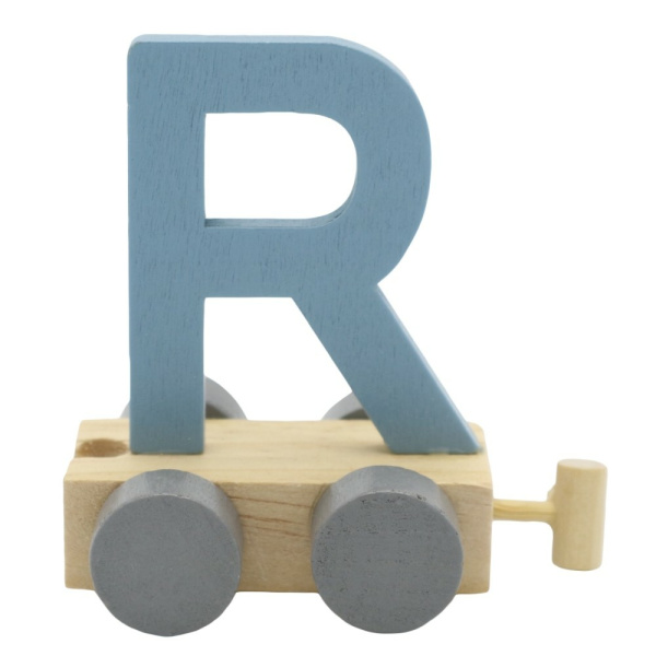 Houten Treinletter Pastel "R" Blauw