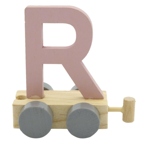 Houten Treinletter Pastel "R" Roze