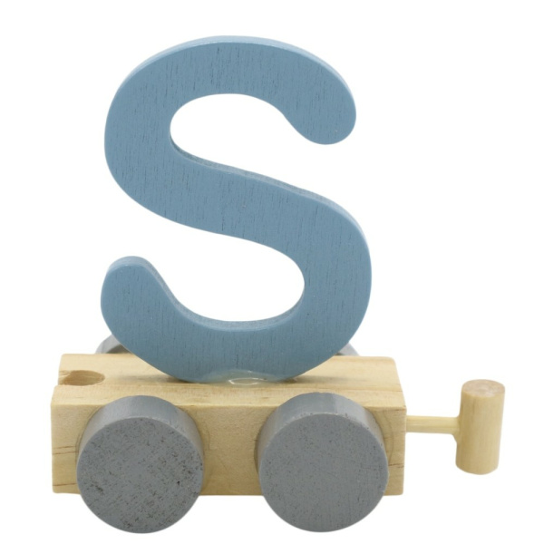 Houten Treinletter Pastel "S" Blauw
