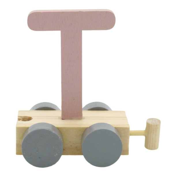 Houten Treinletter Pastel "T" Roze