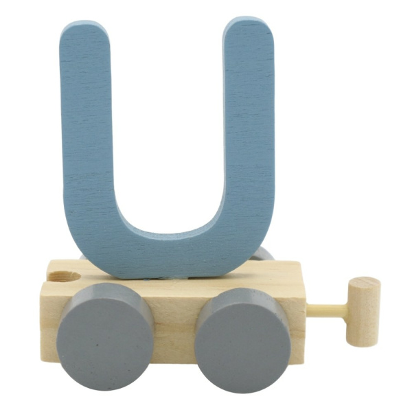 Houten Treinletter Pastel "U" Blauw