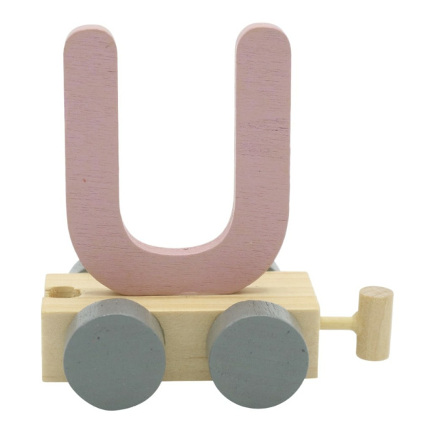 Houten Treinletter Pastel "U" Roze