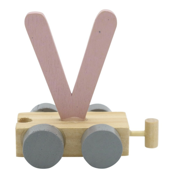 Houten Treinletter Pastel "V" Roze