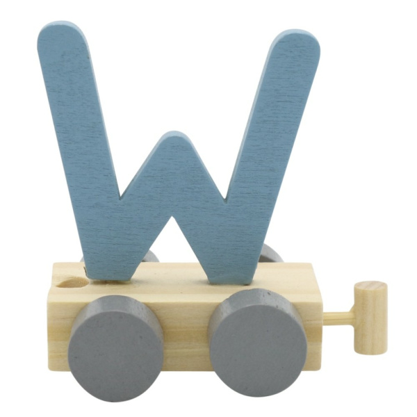 Houten Treinletter Pastel "W" Blauw