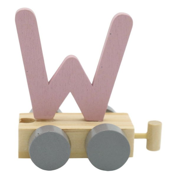 Houten Treinletter Pastel "W" Roze