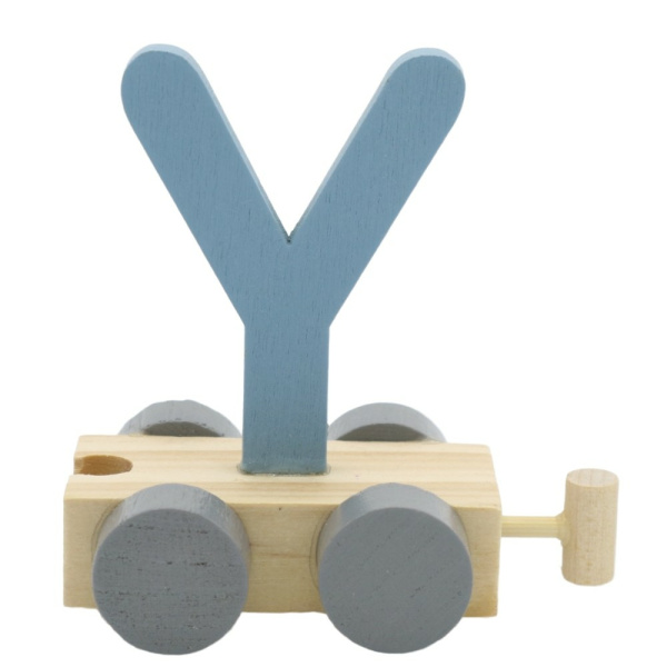 Houten Treinletter Pastel "Y" Blauw