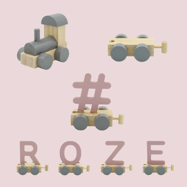 Houten Treinletter Pastel "C" Roze - Afbeelding 2