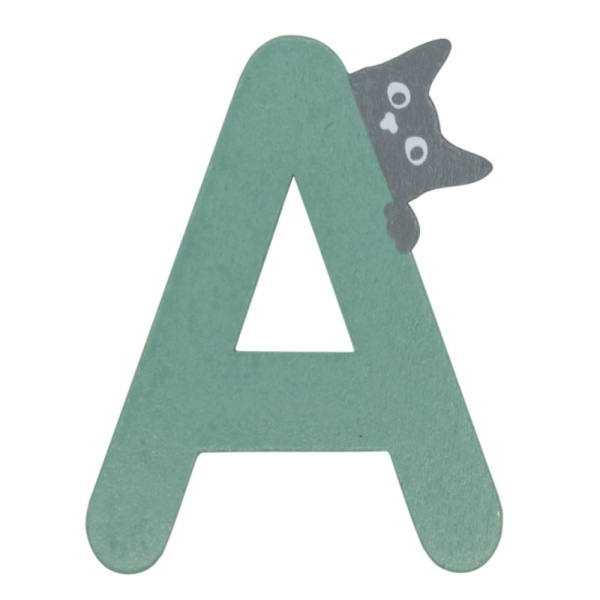 Houten Kattenletter "A" Groen