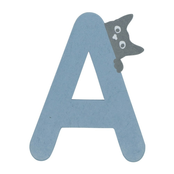 Houten Kattenletter "A" Blauw
