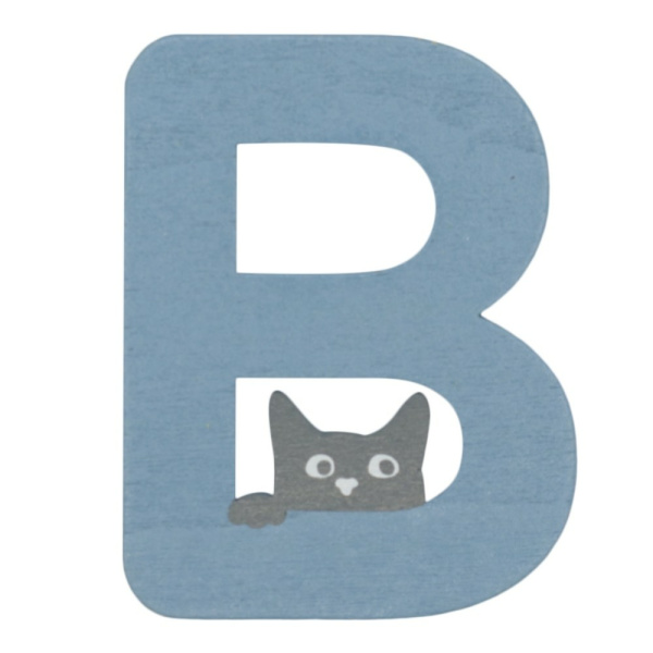 Houten Kattenletter "B" Blauw